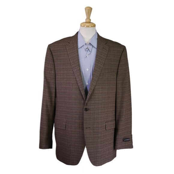 Ralph Lauren Black Label Mens Brown Black Check Sportcoat Blazer 46L - Picture 1 of 8